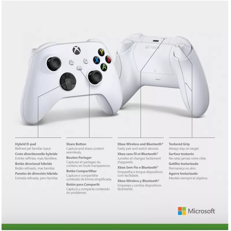 Microsoft Xbox Wireless Controller - Gamepad - senza fili - Bluetooth - Robot White - per PC, Microsoft Xbox One, Android, Microsoft Xbox Series S, Microsoft Xbox Series X