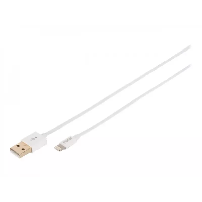 DIGITUS - Cavo Lightning - Lightning (M) a USB (M) - 1,0 m - doppio isolamento - bianco - stampato - per Apple iPad/iPhone/iPod (Lightning) (DB-600106-010-W)