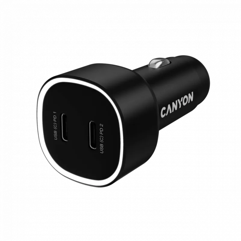 Caricabatterie da auto CANYON OnDrive 60 PD 60W 2xUSB-C — potenza 60W, 2 porte USB-C, nero