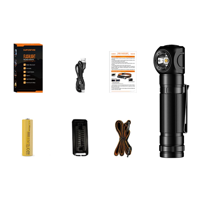 Torcia Superfire TH04-U LED portatile ricaricabile