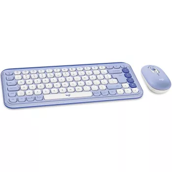 Logitech POP Icon Combo - set tastiera e mouse - senza fili - Bluetooth LE - QWERTY - US International - lilla, bianco sporco (920-013078)