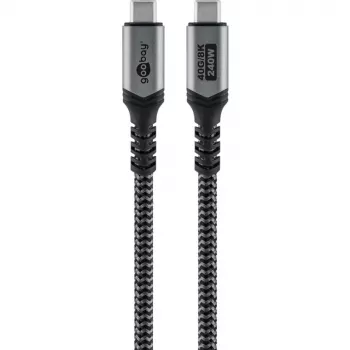 Cavo USB-C Goobay con rivestimento intrecciato, USB4, 240 W, 40 Gbit/s, Power Delivery, 1,5 m (1,50 m, USB 4.0, 240 W), cavo USB
