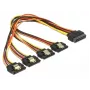Delock 60157 cavo di prolunga di alimentazione SATA, SATA 15 pin (M) con aggancio a 4x SATA 15 pin (F), 0,3 m, nero/giallo/rosso/arancione