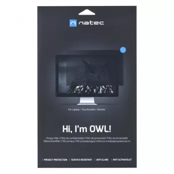 Filtro privacy per display senza cornice NATEC Owl per monitor LCD 24 pollici (61 cm), 531 x 298 mm, 16:9, compatibile touchscreen