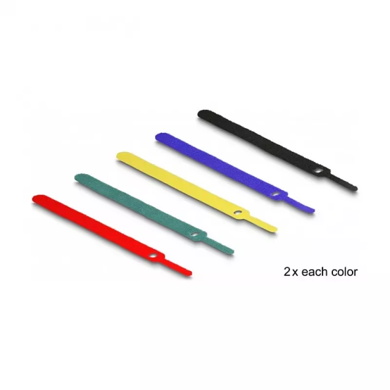 Fascetta fermacavi a strappo DeLOCK 19076 150x12mm colori assortiti set da 10