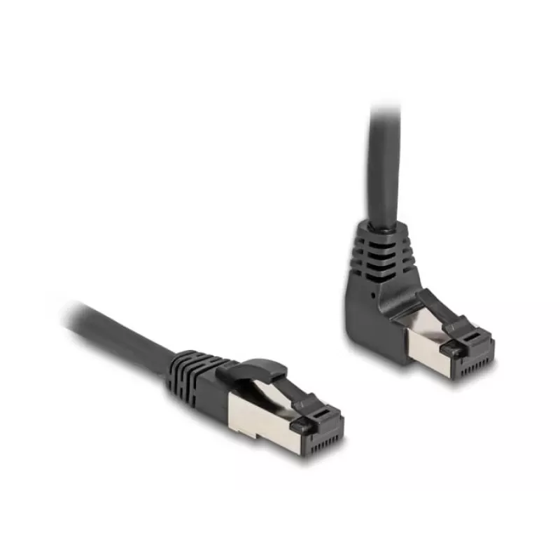 Cavo di rete DeLOCK RJ45 Cat.8.1 angolato 90° verso il basso / dritto 2 m nero