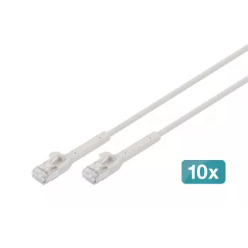Cavo patch pieghevole Digitus CAT 6A F-FTP, rame, 3 m, grigio, 10 pezzi