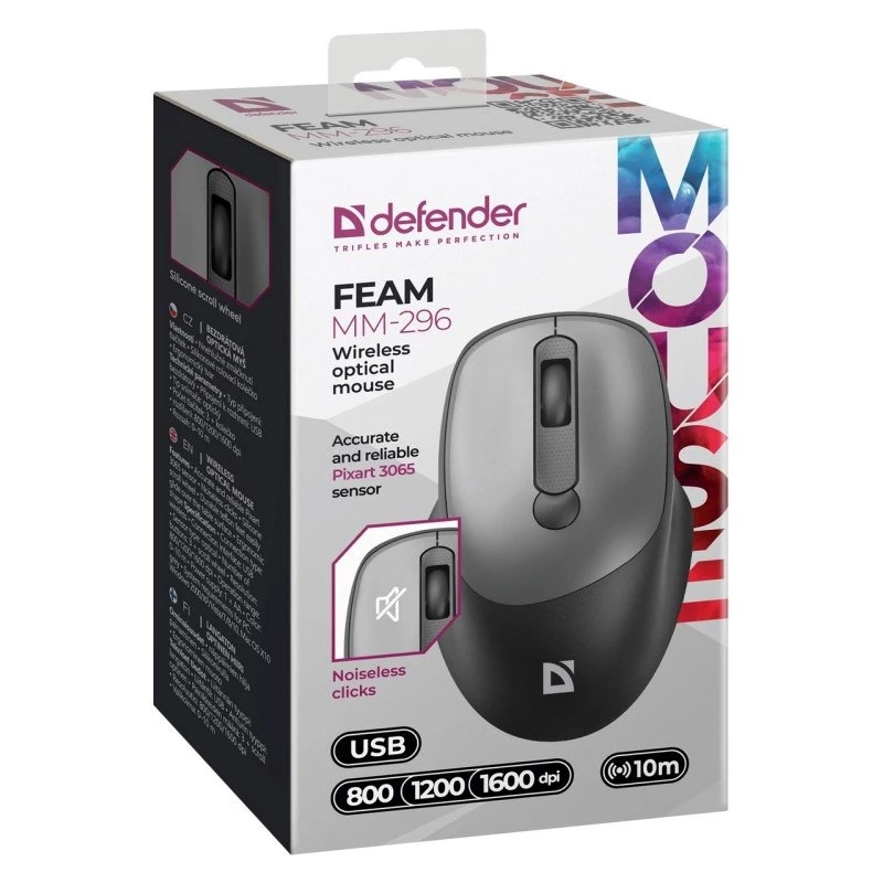 Mouse wireless Defender Silent Click Feam grigio 52298