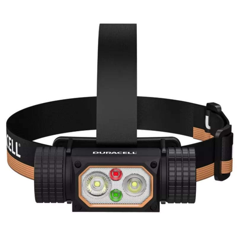 Torcia frontale Duracell DH2000R confezione regalo – compatta nera/arancione ricaricabile