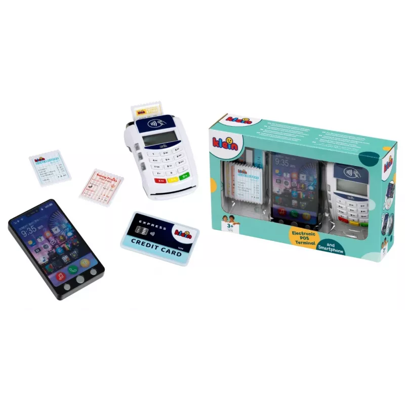 Terminale di pagamento giocattolo KLEIN 172740 con accessori smartphone per set di giochi di ruolo