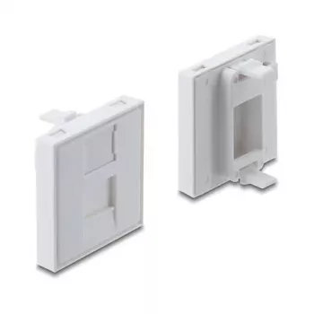 Coperchio per modulo Keystone a scatto 45×45 mm DELOCK Easy 45 per 1 porta, ABS, bianco, con tappo parapolvere