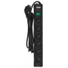 EVER Optima T/LZ08-OPT030/0000 ciabatta con protezione da sovratensioni, 6 prese, 3 m, 250 V, protezione bambini, interruttore, nera