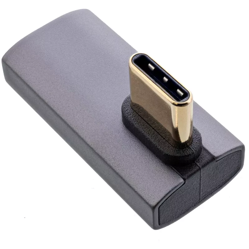Adattatore InLine USB4, connettore maschio/femmina USB-C verticale angolare destro/sinistro, alluminio, grigio