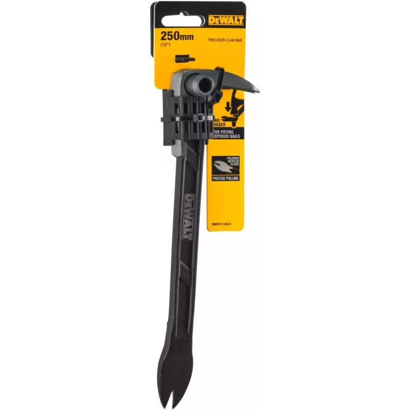 DeWalt DWHT0-55524 Piede di porco di precisione / estrattore di chiodi, a punta, 254 mm, Nero
