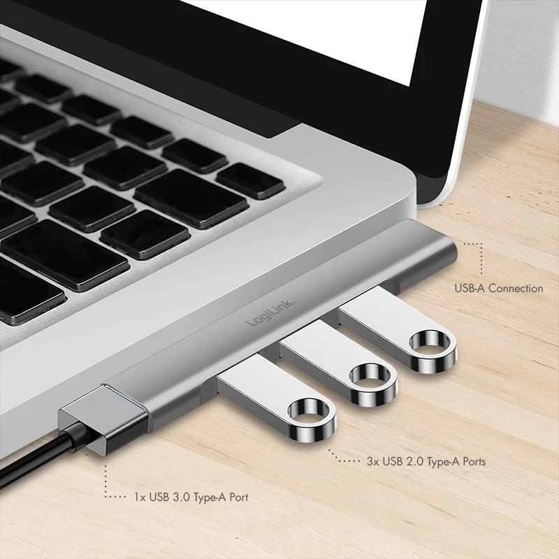 LogiLink Hub USB 3.2 Gen1 4 porte USB-A 1x USB3.0 AF 3x USB2.0 AF UA0436