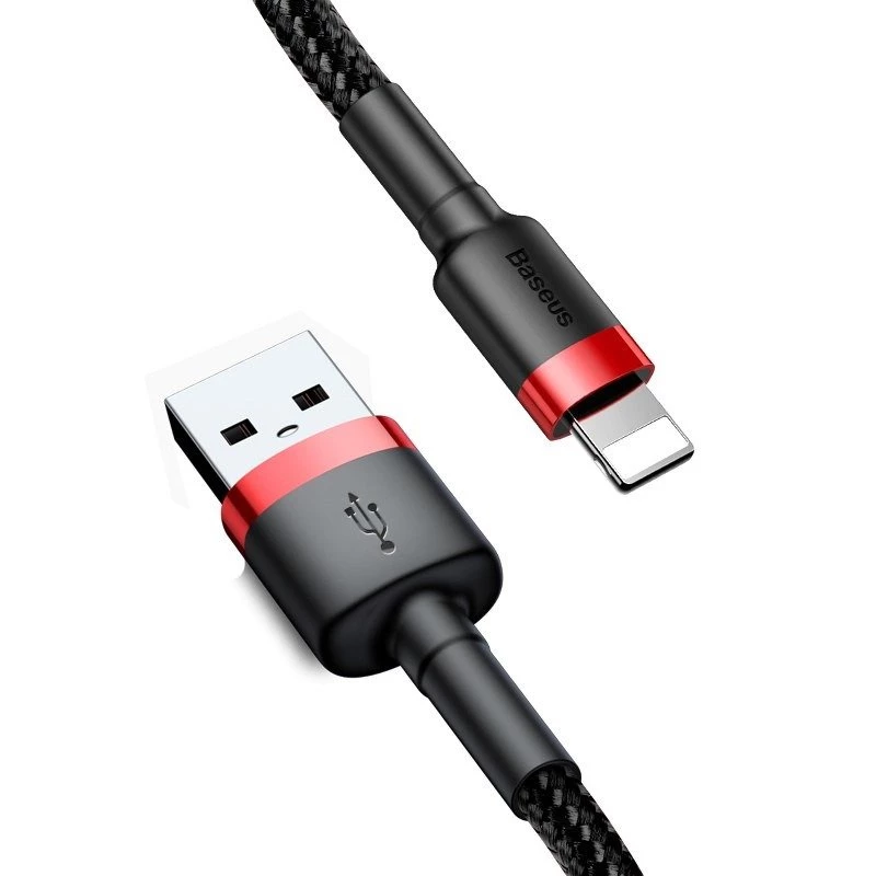 Cavo USB-A a Lightning Baseus Cafule 2.4A QC 3.0, 1 m — nero/rosso