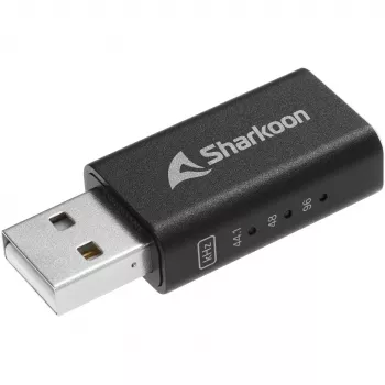 Adattatore DAC interno USB Type-A a 3,5 mm Sharkoon DAC Pro S — uscita 2 V, nero, compatto (42 × 17,3 × 9,7 mm)