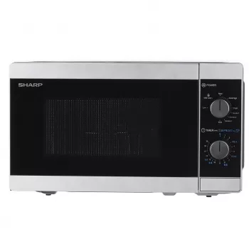 Microonde combinato Sharp YC-MG01E-S — 20 l, 800 W microonde, 1000 W grill, 5 livelli di potenza, manopola, piatto rotante 25,5 cm