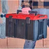 Einhell 4540021 E-Case M valigia di sistema, cassetta portautensili, polipropilene, portata 90 kg, nero/rosso