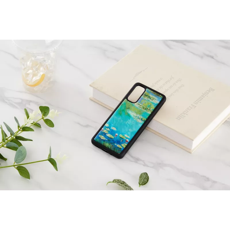 Custodia protettiva iKins per Samsung Galaxy S20 — design nero Water Lilies