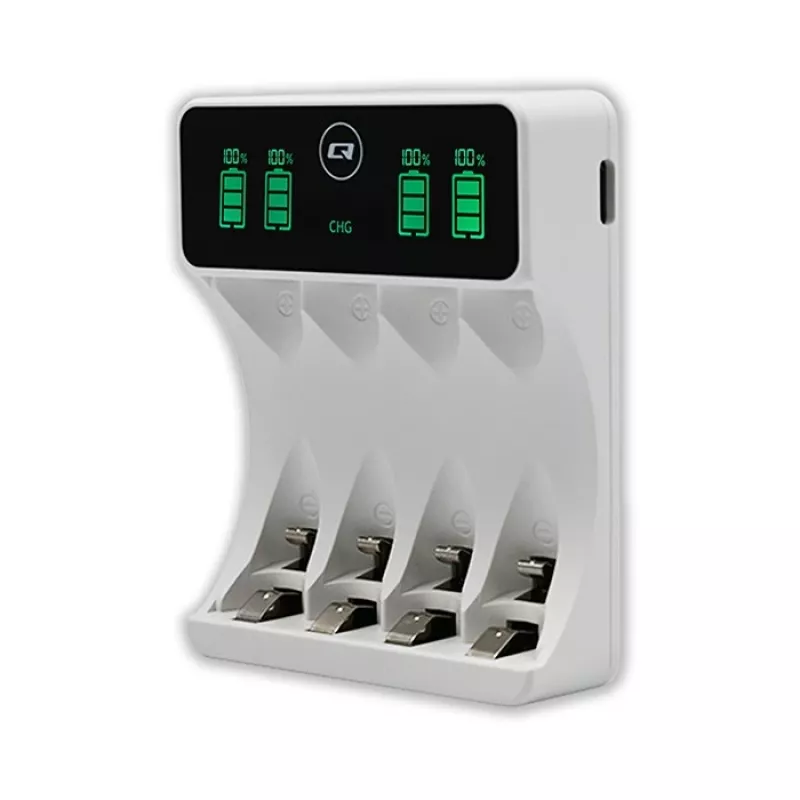 Caricabatterie QOLTEC 50848 per celle NiMH AAA (R03) e AA (R6) con display LCD
