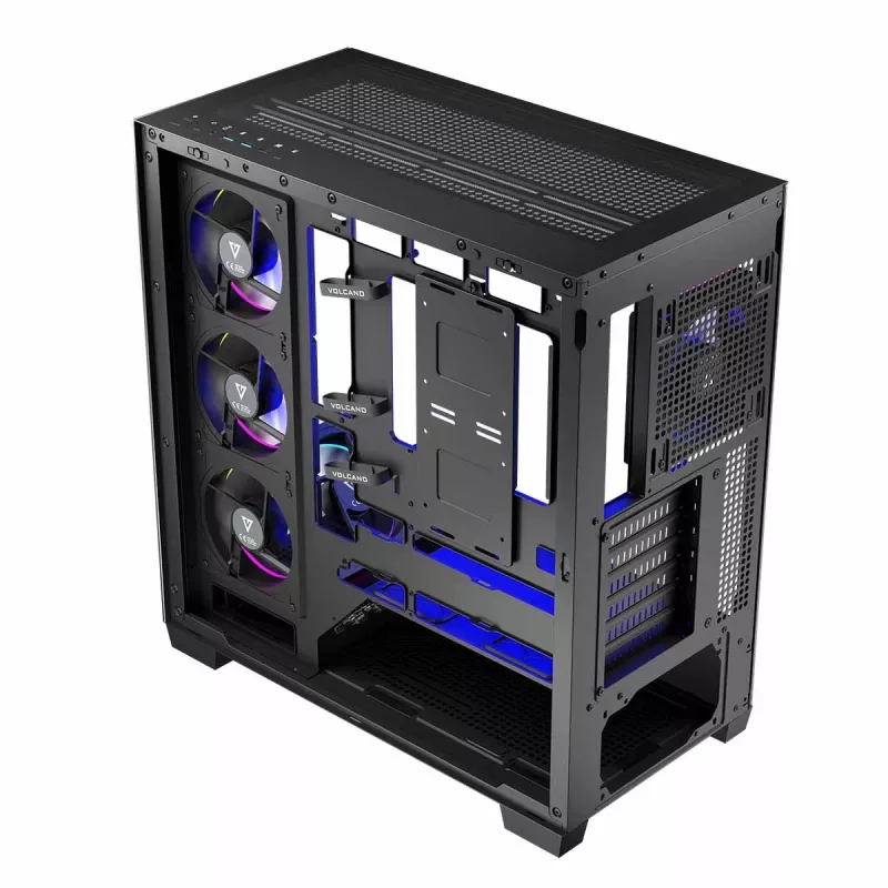 Case PC MODECOM Volcano Stellar 5F ATX Midi Tower, vetro temperato, 5 ventole preinstallate, USB‑C, supporta microATX/ATX, GPU max 420 mm, altezza dissipatore CPU 175 mm