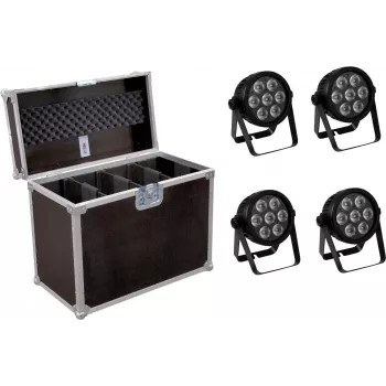 Faretto LED EUROLITE 7C-7 Silent sottile 4x con valigetta, set compatto da 4