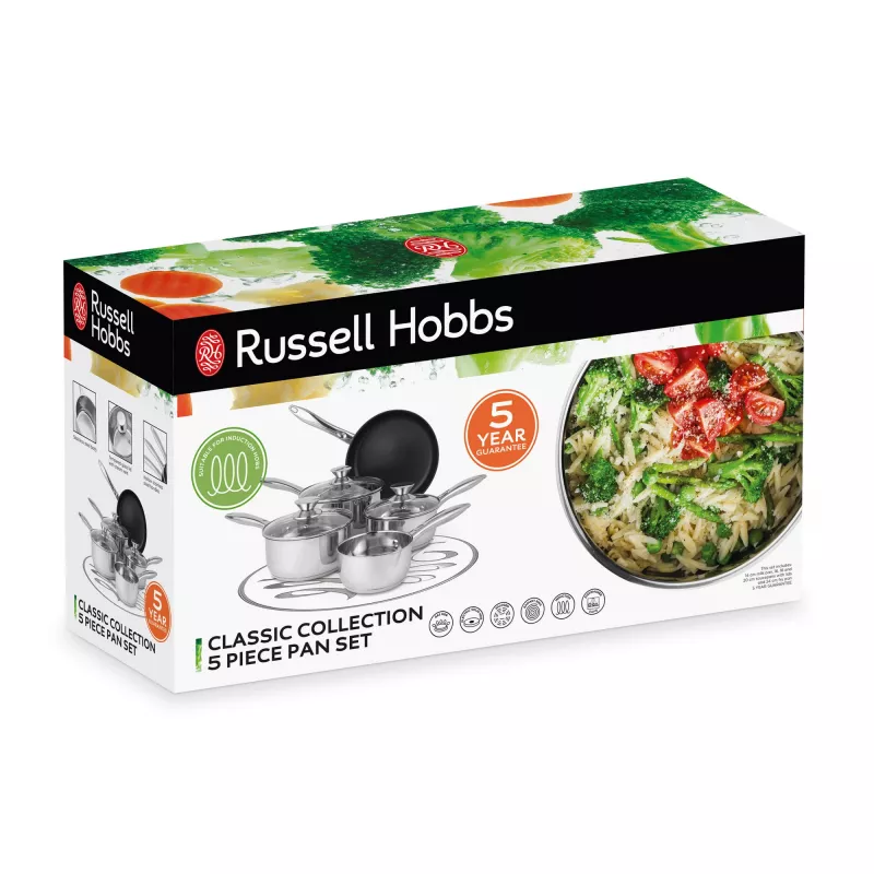 Set pentole Russell Hobbs BW06572EU72 — set da 5 pezzi in acciaio inox