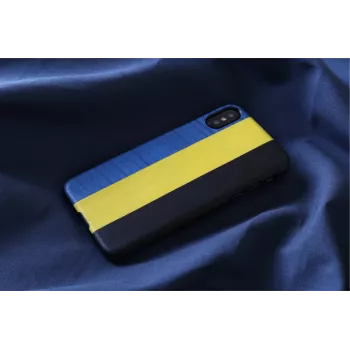 Custodia per smartphone man and wood per iPhone X/XS – dandy blu nero, guscio rigido protettivo