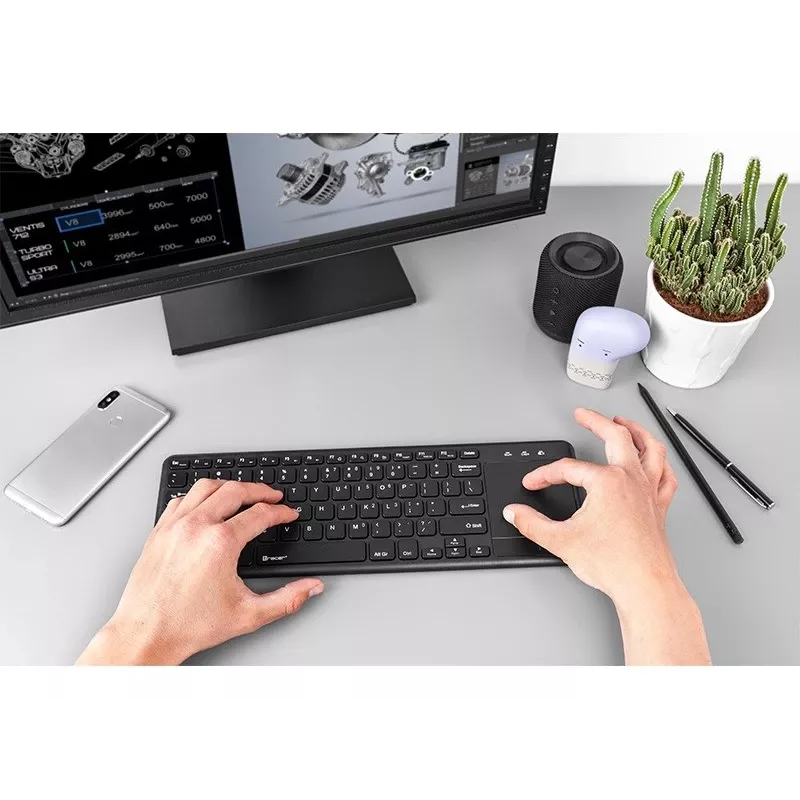 Tastiera wireless RF TRACER TRAKLA46367 — full-size, a membrana, touchpad, 2,4 GHz, nero
