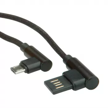 ROLINE cavo USB 2.0, angolare, Type-A reversibile - Micro B, ST/ST, nero, 0,8 m (11.02.8720)