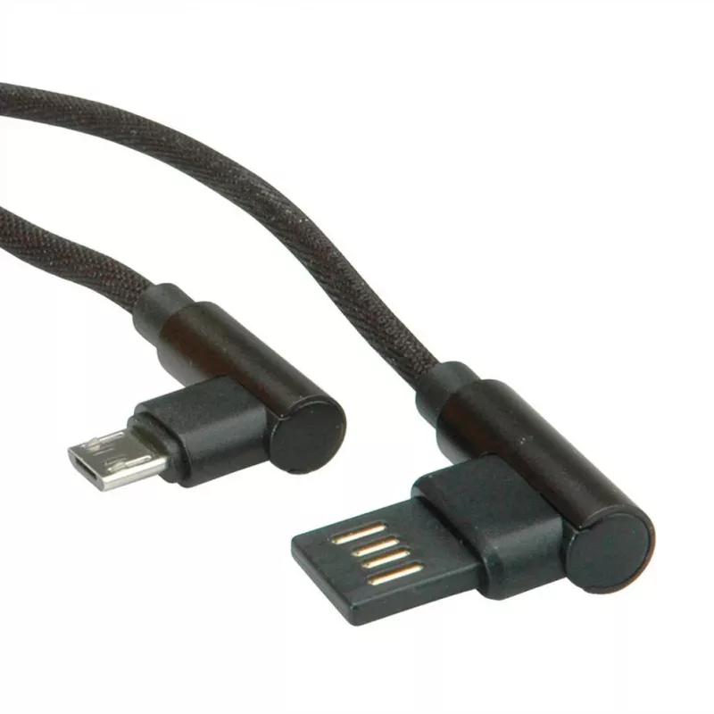 ROLINE cavo USB 2.0, angolare, Type-A reversibile - Micro B, ST/ST, nero, 0,8 m (11.02.8720)