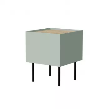 Comodino Cama Meble FELLINI 40x41x60, oliva con piano in rovere oliato, 1 cassetto, confezione da 2