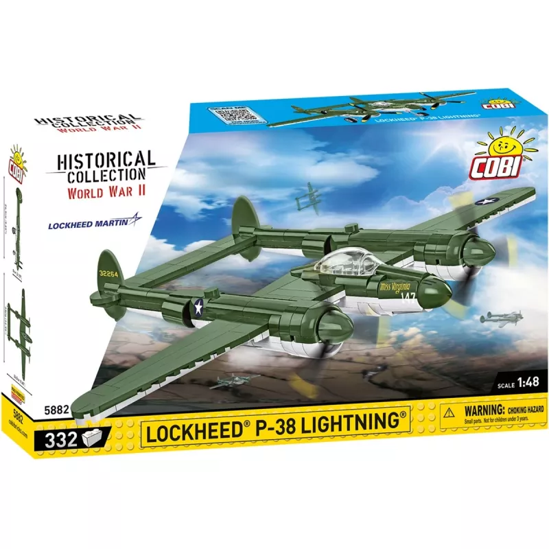 COBI Lockheed P-38 Lightning. Tipo di prodotto: mattoncini, Età minima consigliata: 7 anni, Tema: forze armate, Numero di pezzi: 332 pz.