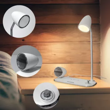 Caricatore da scrivania wireless Tellur TLL151371 con altoparlante Bluetooth e lampada da scrivania