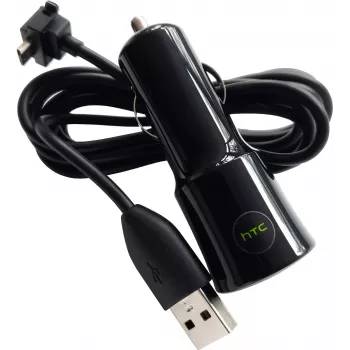 Caricabatterie da auto HTC CC-C120 1A + cavo Micro-USB DC-M410 bianco Bulk (CC-C120)