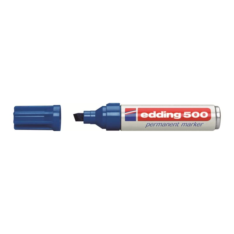 Pennarello permanente Edding 500 punta a scalpello blu
