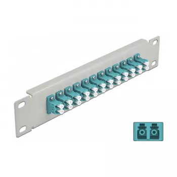 Patch panel fibra ottica DeLOCK 10 pollici 12 porte LC duplex acqua 1U grigio