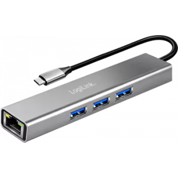 LogiLink hub USB 3.2 Gen1, 3x USB-A, 1x RJ45 Gigabit Ethernet (UA0461)