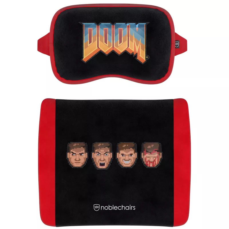 Set cuscini in memory foam noblechairs DOOM Retro Edition — cuscini ergonomici per sedie gaming e da ufficio