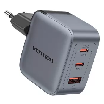 Caricabatterie GaN Vention FEXH0-EU 70W — 2x USB-C + 1x USB-A, PD 70W, 100–240V