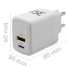 Caricabatterie QOLTEC 51824 GaN 35W USB-C PD & USB QC 3.0, 5–20V, 1x USB-C, 1x USB-A