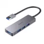 Hub USB Aukey CB-H36 — 4 porte USB 3.2 Gen 1 Type-A, host USB 2.0, 5000 Mbit/s, alluminio argento