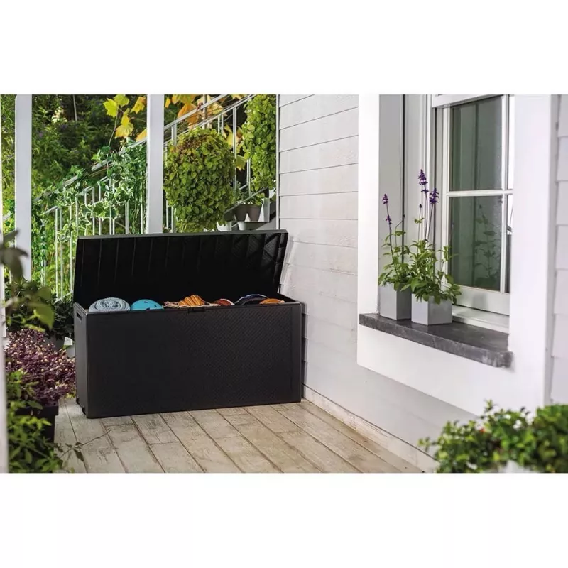 Box da esterno Keter 249722 270 L, resistente alle intemperie, grafite, rettangolare 1180×440×580 mm