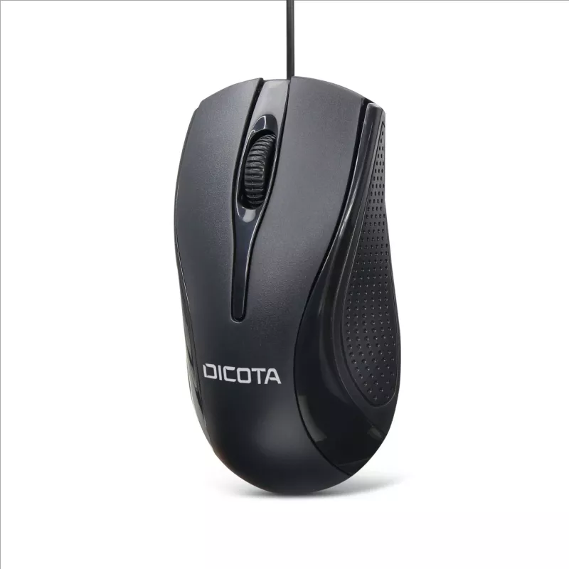 DICOTA - mouse - ambidestro - laser - 3 tasti - con filo - USB - nero (D32011)