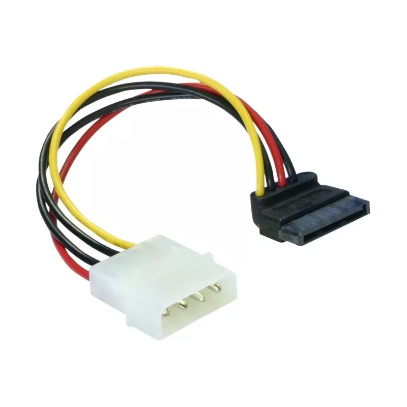 DeLOCK 60101 cavo di alimentazione, connettore maschio a 4 pin a connettore di alimentazione SATA a 15 pin, angolato a 90°, per HDD SATA, 10 cm