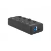 Natec Mantis 2 NHU-1557 hub USB 3.0 a 4 porte, ingresso USB Type-B, interruttori on/off, alimentatore, nero