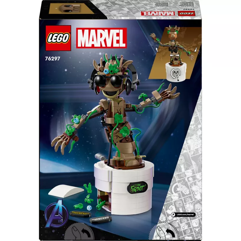 LEGO Marvel Dancing Groot figura action animata da costruire – personaggio Guardiani della Galassia – set di gioco interattivo azionato a mano per bambini – supereroe