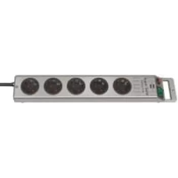 Brennenstuhl 1153340115 ciabatta Super-Solid Line 5 prese 2,5 m H05VV-F 3G1,5, argento (1153340115)