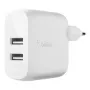 Belkin BOOST CHARGE - Alimentatore - 24 Watt - QC 3.0 - 2 porte di uscita (USB) - bianco (WCB002VFWH)
